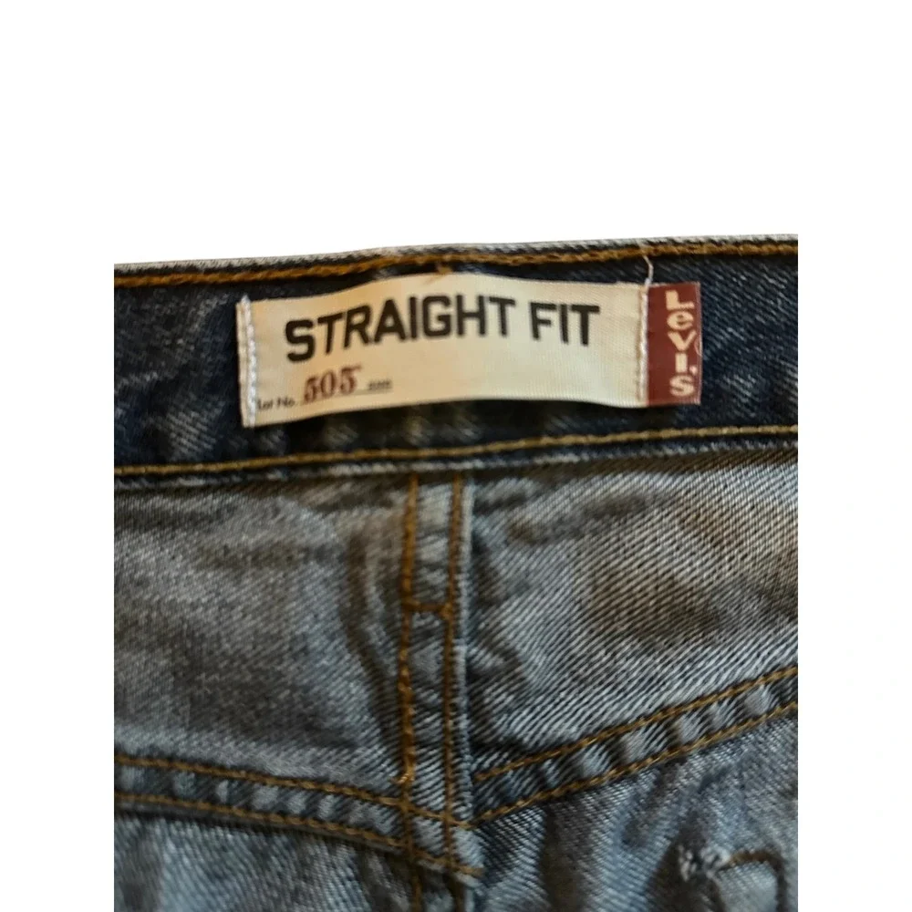 Levis 505 Straight Fit Mens Jeans Blue Denim 38x30 Medium Wash Regular Leg